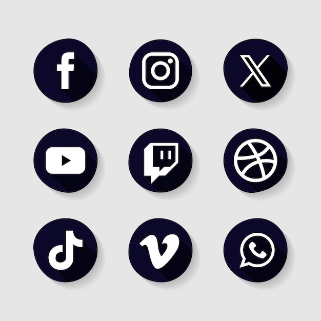 Gratis vector met de hand getekende platte social media logo set