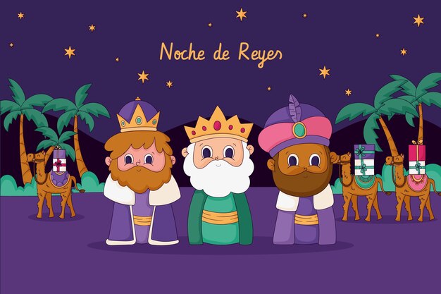 Met de hand getekende reyes magos achtergrond