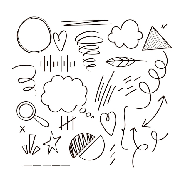 Gratis vector met de hand getekende scribble element set