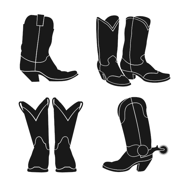 Gratis vector met de hand getekende silhouet van cowboy laarzen