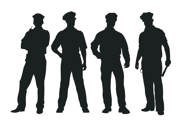 Gratis vector met de hand getekende silhouet van een politieagent