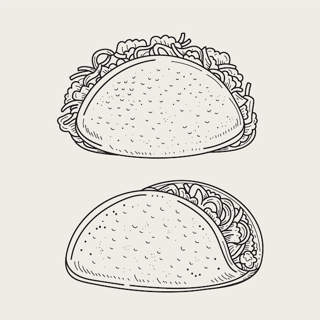 Met de hand getekende taco-illustratie