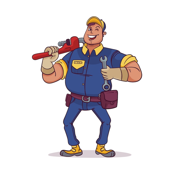 Gratis Vector met de hand getekende tekenfilmillustratie van een handwerker