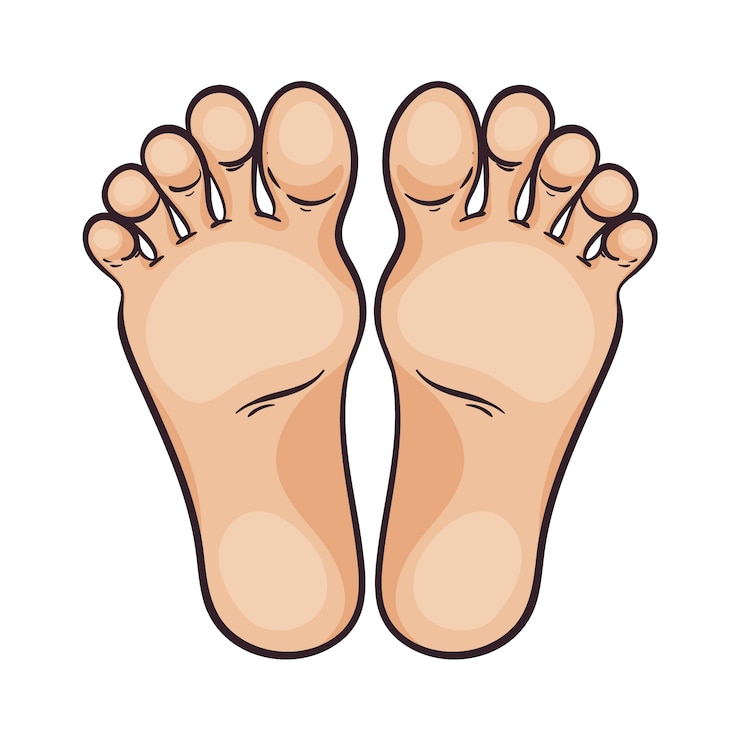 Gratis Vector met de hand getekende voet cartoon illustratie