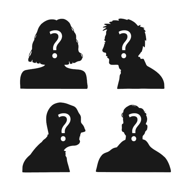Met de hand getekende vraagteken silhouet set