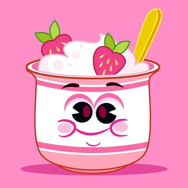 Gratis vector met de hand getekende yoghurt cartoon illustratie