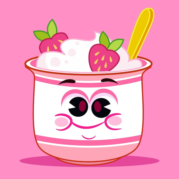 Met de hand getekende yoghurt cartoon illustratie