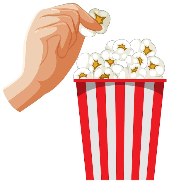 Gratis vector met de hand popcorn uit emmer plukken