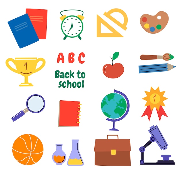 Gratis vector met de hand teruggetrokken naar de collectie van schoolelementen