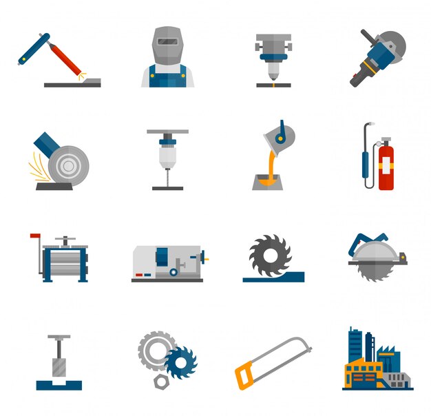 Metaalbewerkende Icon Flat