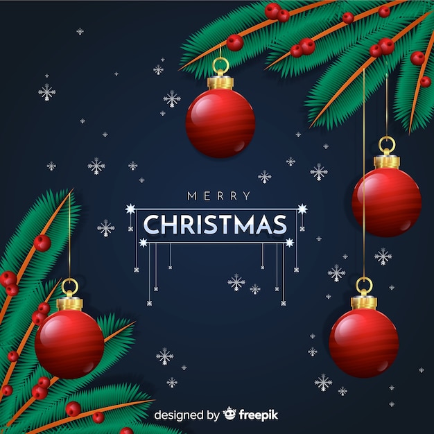 Gratis vector metalen ballen kerstmis achtergrond