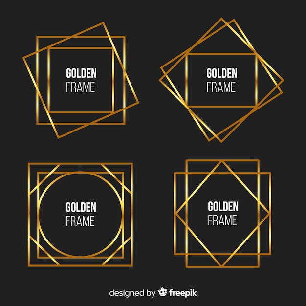 Gratis vector metalen textuur gouden frame set