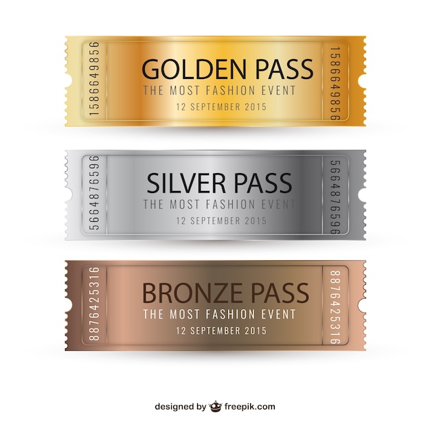 Gratis vector metallic tickets