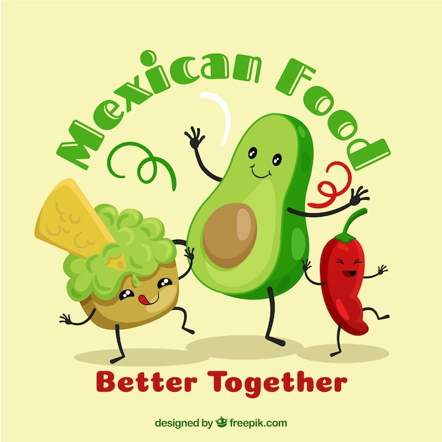 Gratis vector mexicaans eten achtergrond met guacamole