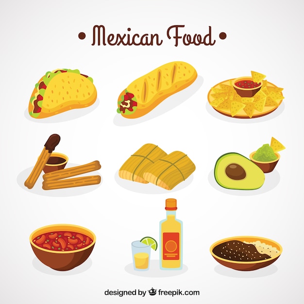 Gratis vector mexicaans eten collectie