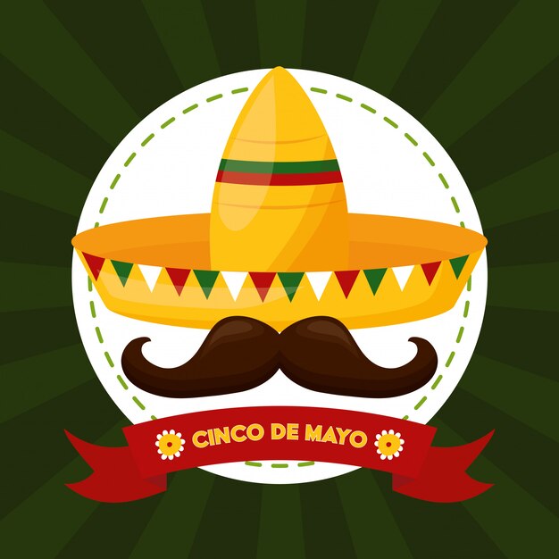 Mexicaans eten en snor, Cinco de Mayo, Mexico illustratie