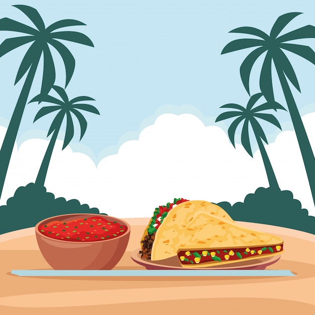 Gratis vector mexicaans eten en tradicional cultuur