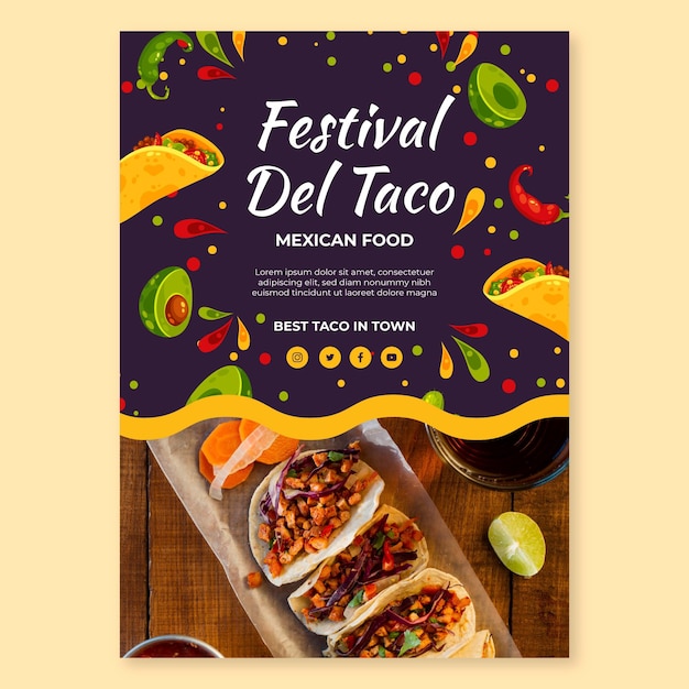 Gratis vector mexicaans eten festival poster sjabloon