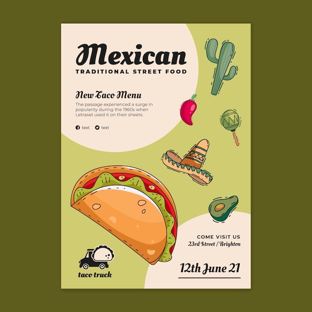Gratis vector mexicaans eten poster sjabloon poster