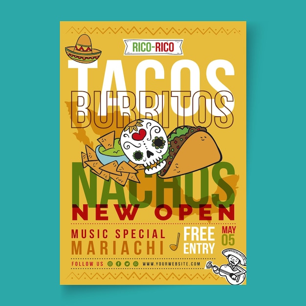 Gratis vector mexicaans eten poster sjabloon