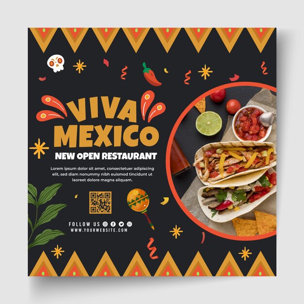 Mexicaans eten sjabloon folder met foto