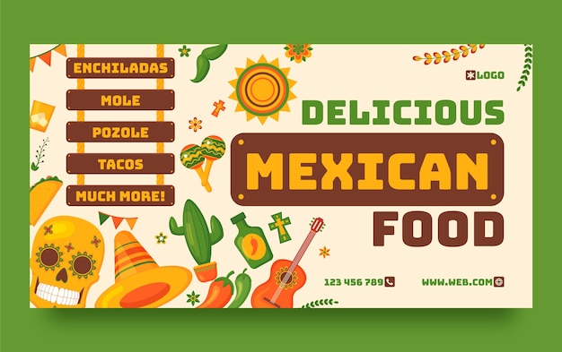 Gratis vector mexicaans restaurant facebook sjabloon