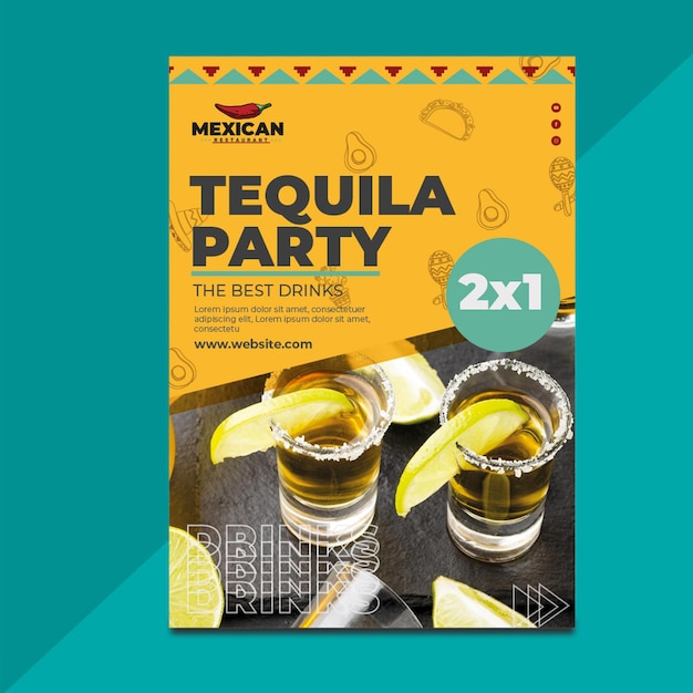 Gratis vector mexicaans restaurant flyer verticaal