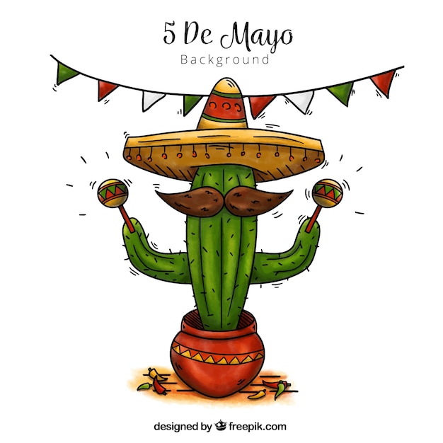 Gratis vector mexicaanse cactus achtergrond