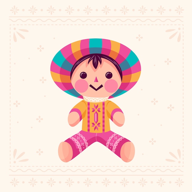 Gratis vector mexicaanse cultuur handgetekende platte pop illustratie