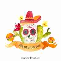 Gratis vector mexicaanse dag van de doden schedel achtergrond