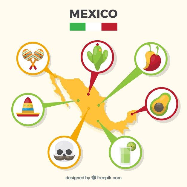 Mexicaanse kaart met culturele elementen