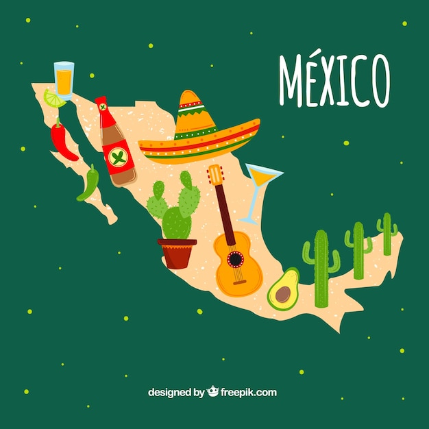 Mexicaanse kaart met culturele elementen