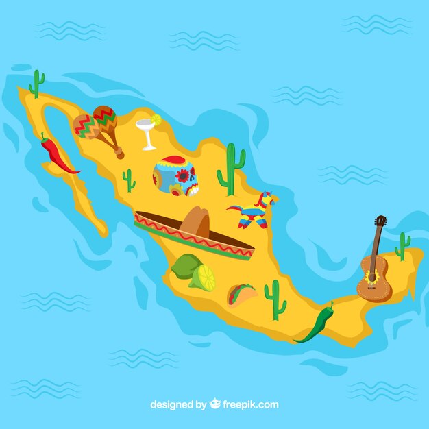 Mexicaanse kaart met culturele elementen