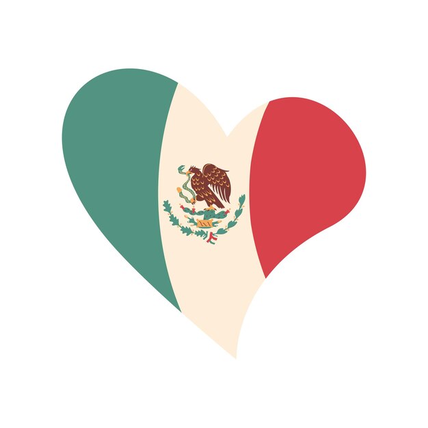 Mexicaanse revolutie vlag in het hart geïsoleerde illustratie