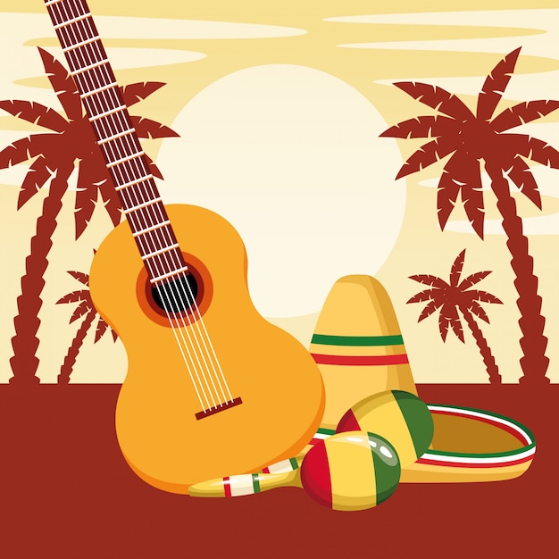 Gratis vector mexicaanse traditionele cultuur pictogram cartoon