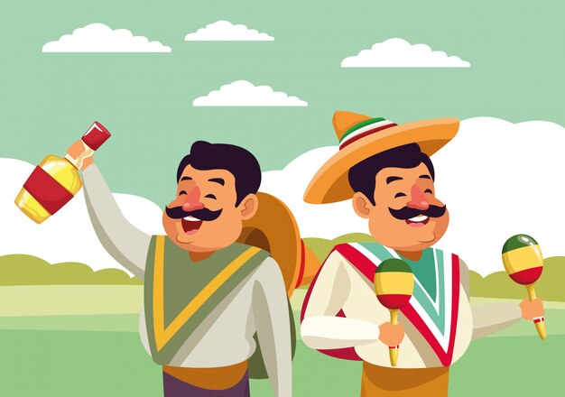 Mexicaanse traditionele cultuur pictogram cartoon