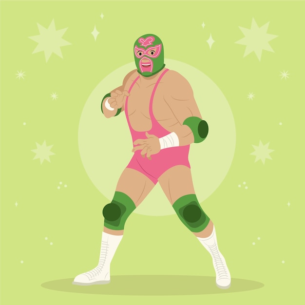 Gratis vector mexicaanse worstelaar illustratie ontwerp