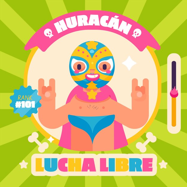 Gratis vector mexicaanse worstelaar illustratie