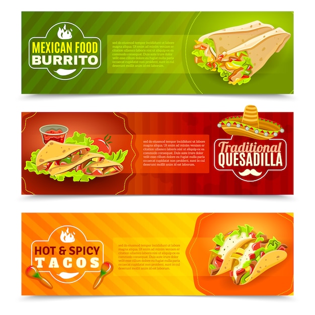 Gratis vector mexican food banner set