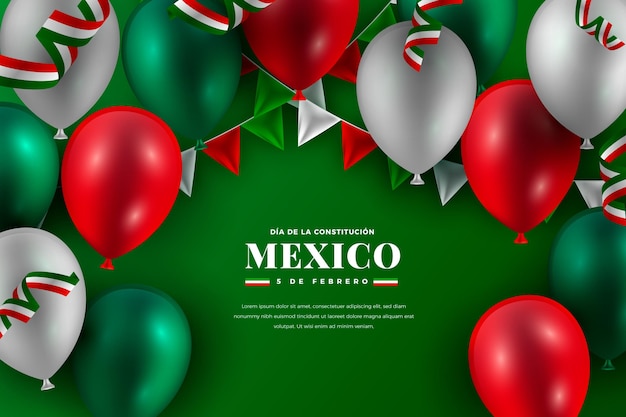 Mexico-dag van de grondwet met realistische ballonnen