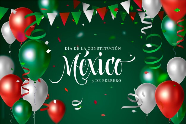 Mexico-dag van de grondwet met realistische ballonnen