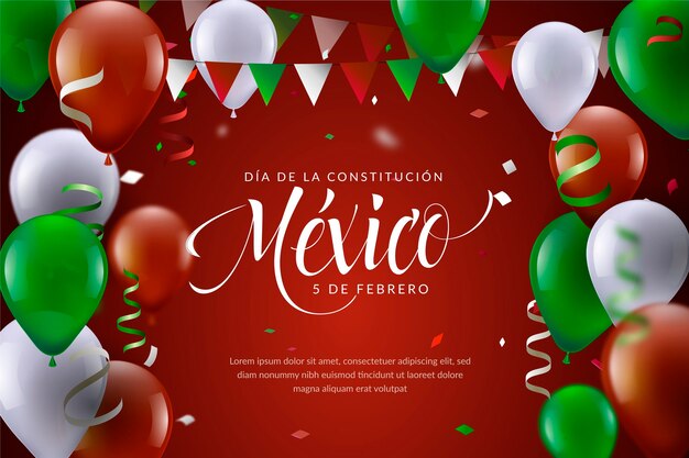 Mexico-dag van de grondwet met realistische ballonnen