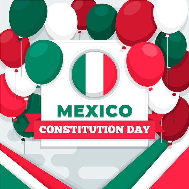 Mexico grondwet dag kleurrijke ballonnen