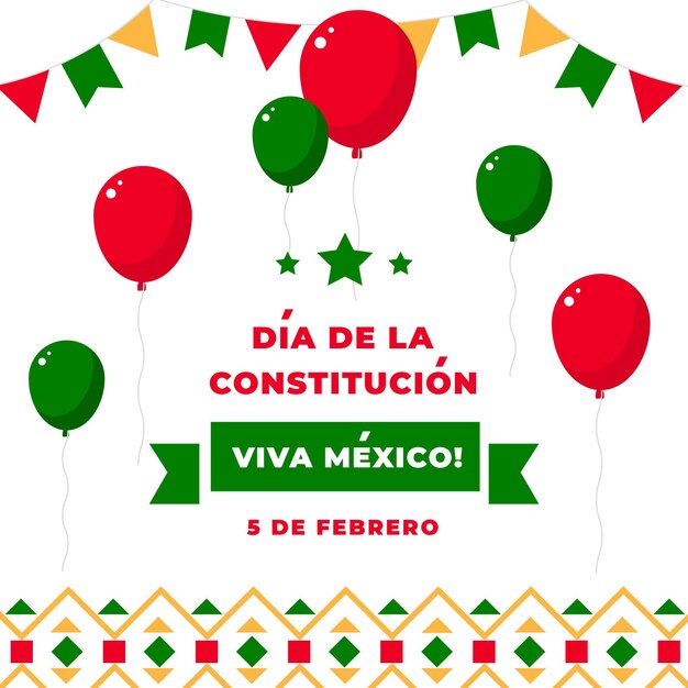 Mexico Grondwet dag platte ontwerp illustraties