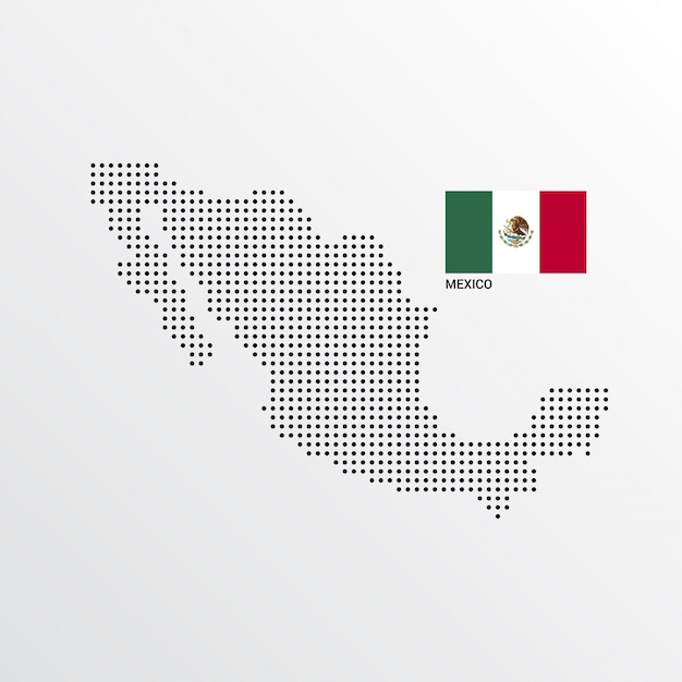 Gratis vector mexico kaartontwerp met vlag en lichte achtergrond vector