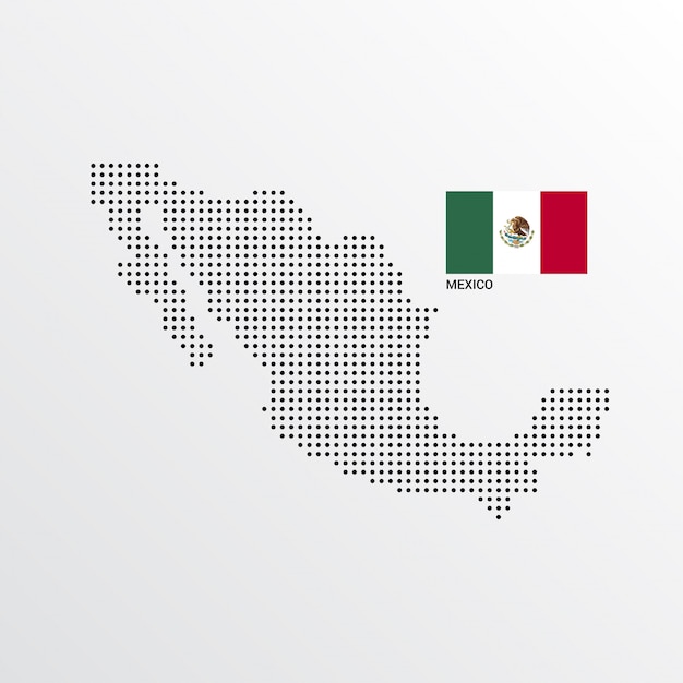 Mexico kaartontwerp met vlag en lichte achtergrond vector