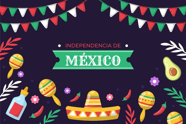 Gratis vector mexico onafhankelijkheid hand getekende platte achtergrond