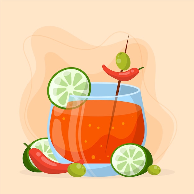 Gratis vector michelada illustratie in de hand getekende stijl