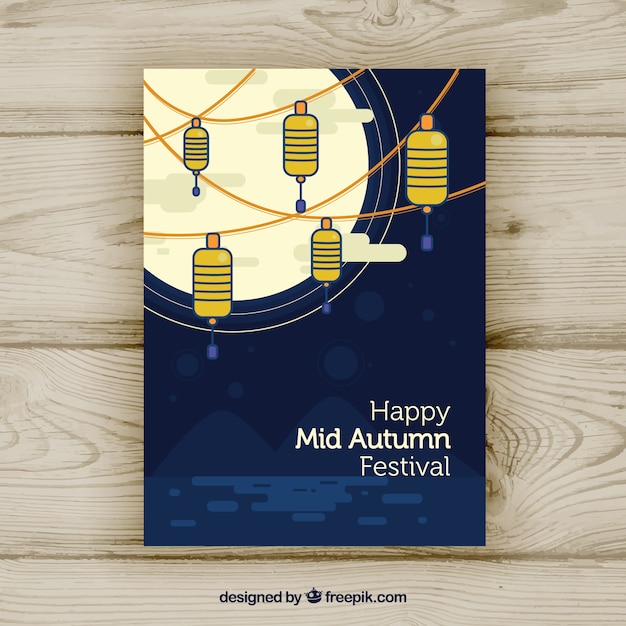 Mid-autumn festival poster met lampen