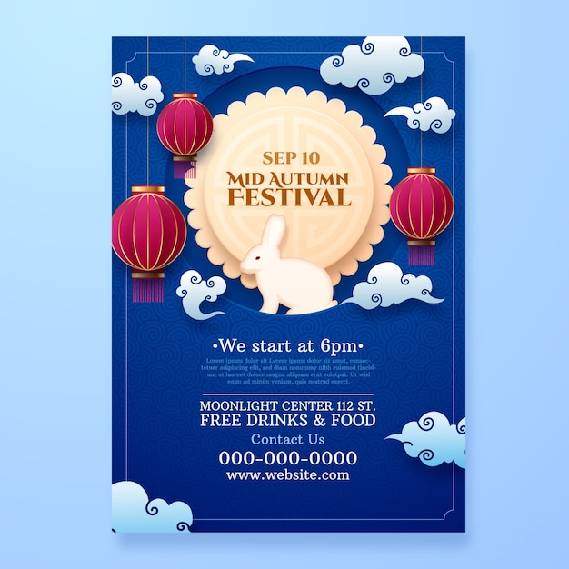 Gratis vector midherfstfestivalposter in papierstijl